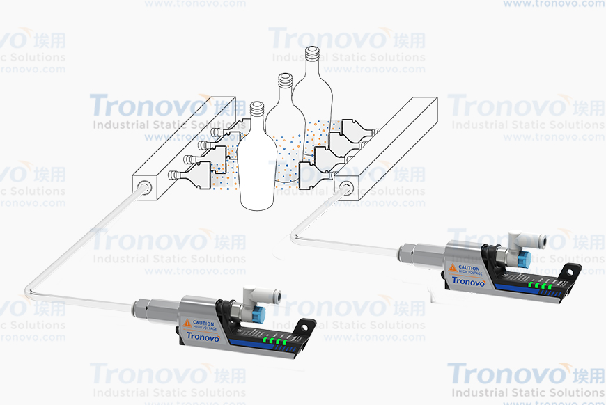 Ion nozzle bottle electrostatic precipitation application