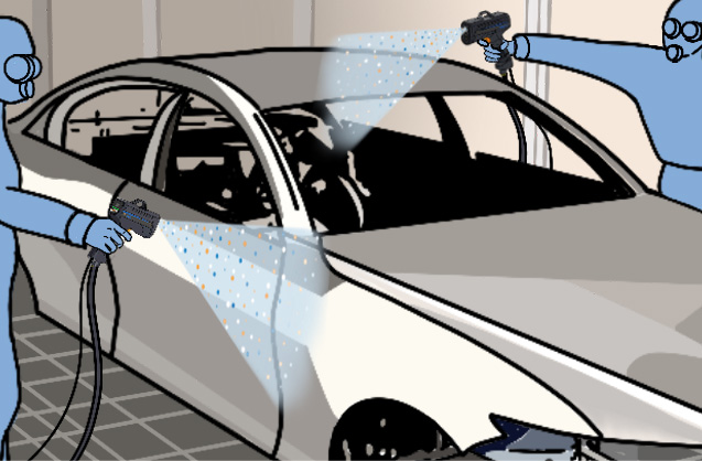 Dust removal before body painting to prevent poor coating